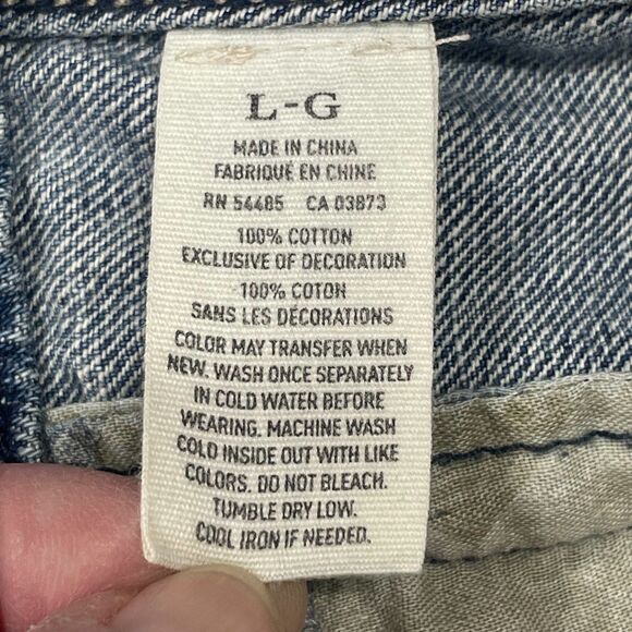 American Eagle Fitted Trucker Denim Jacket Medium Wash Jean Jacket L - Picture 8 of 10